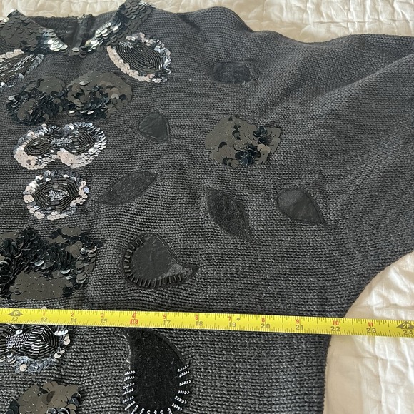 Vintage‎ Bonnie Bill Black Beaded Sweater Sz L Sequins Beads Whimsygoth Glam - Picture 7 of 9